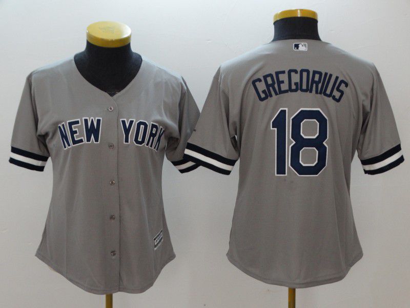 Women New York Yankees 18 Gregorius Grey MLB Jerseys